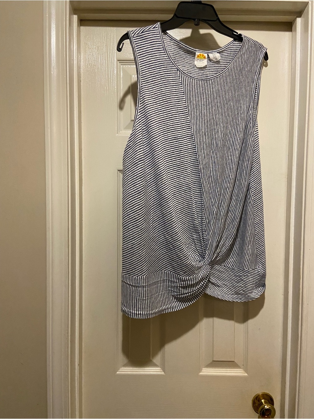C&C California Navy & White Striped Twist-Front Tank